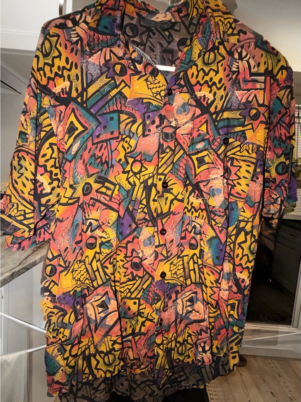 Vintage PJ Henry Multi-Color Casual Button-Down Shirt